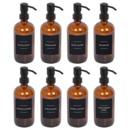 Harbour Housewares Glass Soap Dispensers with Labels - Pack of 8 in Orange - thumbnail 1