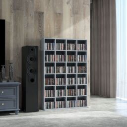 HOMCOM DVD CD Media Storage Rack, Video Display Unit, 89 x 130.5 cm, Grey - Size: 89 x 130.5 cm