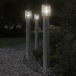 Berkfield Home Outdoor Floor Lamp Silver 110cm Stainless Steel - thumbnail 1