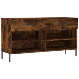 Berkfield Home Shoe Bench Smoked Oak 102x35x55 cm Engineered Wood in Brown - Size: 102 x 35 x 55 cm