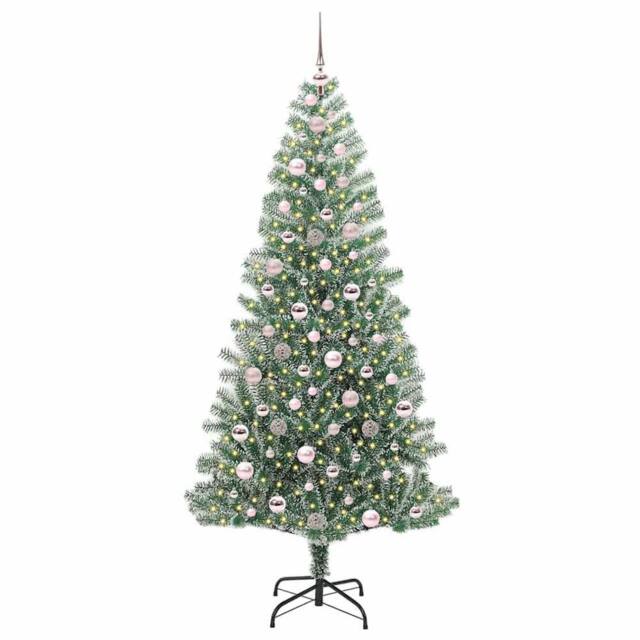 Berkfield Home Stunning Artificial Christmas Tree Snow Flocked with LED Light 210 cm in Green - image 1
