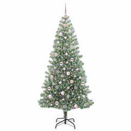 Berkfield Home Stunning Artificial Christmas Tree Snow Flocked with LED Light 210 cm in Green - thumbnail 1