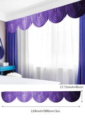 Neel Blue Swag Curtain Panel Ice Silk Detachable Swag Backdrop, 2 Metre in Purple - thumbnail 2