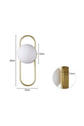 H&O Direct Golden Wall Light with Frosted Glass Bulb in Gold - thumbnail 6