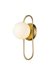 H&O Direct Golden Wall Light with Frosted Glass Bulb in Gold - thumbnail 3