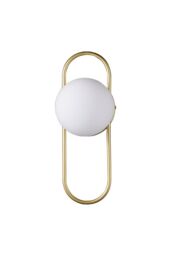 H&O Direct Golden Wall Light with Frosted Glass Bulb in Gold - thumbnail 4