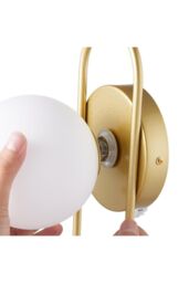 H&O Direct Golden Wall Light with Frosted Glass Bulb in Gold - thumbnail 5