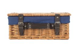 Red Hamper Wicker 36cm Double Steamed Picnic Basket with Cotton Lining in Blue - thumbnail 4