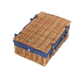 Red Hamper Wicker 36cm Double Steamed Picnic Basket with Cotton Lining in Blue - thumbnail 3