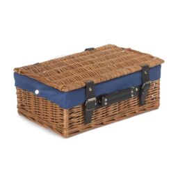 Red Hamper Wicker 36cm Double Steamed Picnic Basket with Cotton Lining in Blue - thumbnail 2