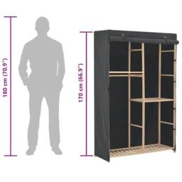 Berkfield Home Decorative 3-Tier Wardrobe Grey 110x40x170 cm Fabric - Size: 110 x 40 x 170 cm - thumbnail 8