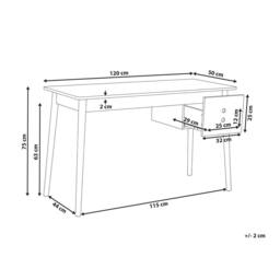 Wyld and Coco Desk White with Pine Accents 120 x 50 cm with Drawer Storage - thumbnail 3