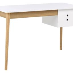 Wyld and Coco Desk White with Pine Accents 120 x 50 cm with Drawer Storage - thumbnail 2