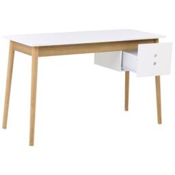 Wyld and Coco Desk White with Pine Accents 120 x 50 cm with Drawer Storage - thumbnail 4