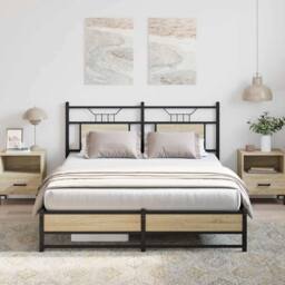Berkfield Home Bed Frame Frame Sonoma Oak 150x200 cm King Size Wood in Light Oak - thumbnail 4