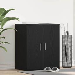 Berkfield Home Black Oak Shoe Cabinet 60x35x70 cm Made from Engineered Wood - Size: 60 x 35 x 70 cm - thumbnail 2