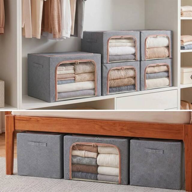 KORVIXA 66L Capacity Breathable Clothes Storage Bags in Grey - Size: 500mm - image 1