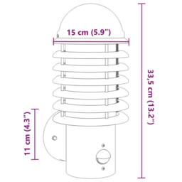 Berkfield Home Outdoor Wall Light with Sensor Black Stainless Steel - thumbnail 7