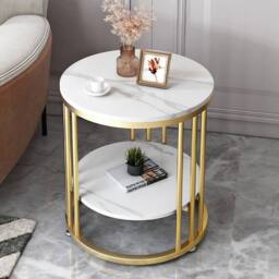 EONLION White Round Marble Coffee Table - Size: 100 cm