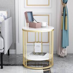 EONLION White Round Marble Coffee Table - Size: 100 cm - thumbnail 4
