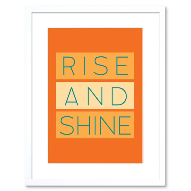 "Artery8 Wall Art Print Rise & Shine Orange Framed in White - Size: W7"" x H9""" - image 1