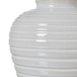 Lemon Pavilion Furniture and Decor Pot Lamp with Linen Shade - Ceramic - L38 x W38 x H62 cm - Green/White in White - thumbnail 3