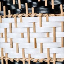 Wyld and Coco Pendant Lamp Handmade Black and White Rattan Shade Iron Boho Lighting - thumbnail 9