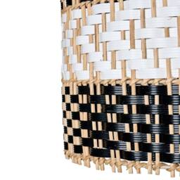 Wyld and Coco Pendant Lamp Handmade Black and White Rattan Shade Iron Boho Lighting - thumbnail 7