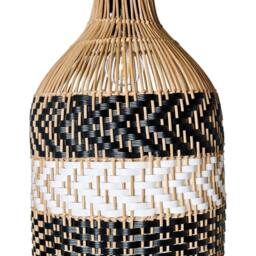 Wyld and Coco Pendant Lamp Handmade Black and White Rattan Shade Iron Boho Lighting - thumbnail 2
