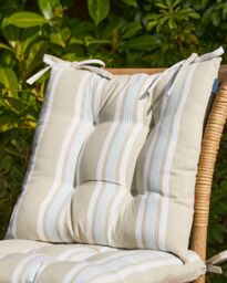 Dibor Set of 2 Traditional Striped Outdoor Chair Seat Pads Garden Furniture Cushions L40cm x W40cm in Grey - Size: 40 cm x 40 cm - thumbnail 3