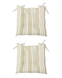 Dibor Set of 2 Traditional Striped Outdoor Chair Seat Pads Garden Furniture Cushions L40cm x W40cm in Grey - Size: 40 cm x 40 cm - thumbnail 2
