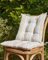 Dibor Set of 2 Traditional Striped Outdoor Chair Seat Pads Garden Furniture Cushions L40cm x W40cm in Grey - Size: 40 cm x 40 cm - thumbnail 1