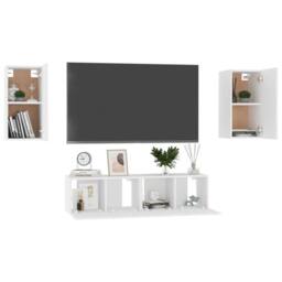 Berkfield Home 4 Piece TV Cabinet Set White Engineered Wood - thumbnail 3
