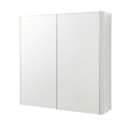 Clifton Gloss White 2-Door Mirror Bathroom Cabinet 60cm H x 60cm W - Size: 60 cm H x 60 cm W - thumbnail 1