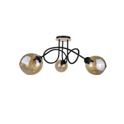 Netlighting Venus Multi Arm Semi Flush Ceiling Light Wood 70cm 3x E27 in Brown