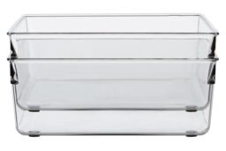 Orsina Versatile Set Of Two Small Kitchen Organisers, Integrated Handle Narrow Storage Boxes, Versatile Boxes in Clear - thumbnail 4