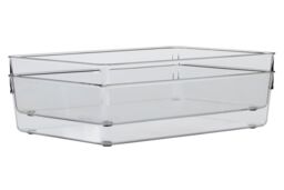 Orsina Versatile Set Of Two Small Kitchen Organisers, Integrated Handle Narrow Storage Boxes, Versatile Boxes in Clear - thumbnail 5