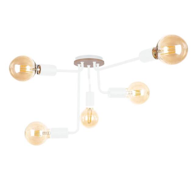 Netlighting Nixon Multi Arm Semi Flush Ceiling Light Wood White 50cm 5x E27