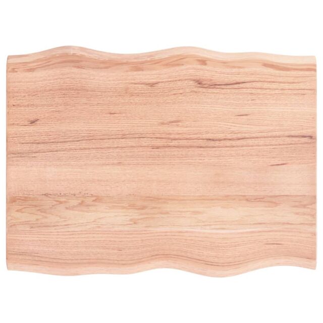 Berkfield Home Table Top Light Brown 80x60x2 cm Treated Solid Wood Oak Live Edge - Size: 80 x 60 x 2 cm - image 1