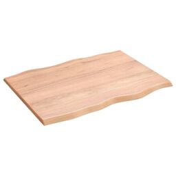 Berkfield Home Table Top Light Brown 80x60x2 cm Treated Solid Wood Oak Live Edge - Size: 80 x 60 x 2 cm - thumbnail 2