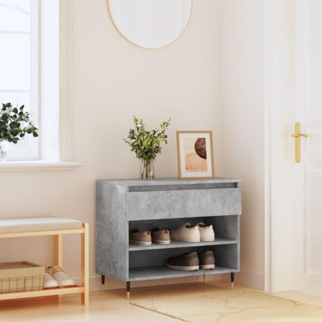 Berkfield Home Shoe Cabinet Concrete Grey 70x36x60 cm Engineered Wood - Size: 70 x 36 x 60 cm - image 1