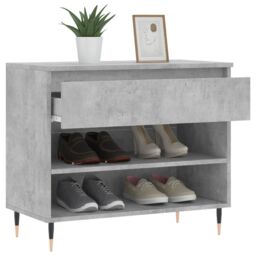 Berkfield Home Shoe Cabinet Concrete Grey 70x36x60 cm Engineered Wood - Size: 70 x 36 x 60 cm - thumbnail 4