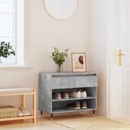 Berkfield Home Shoe Cabinet Concrete Grey 70x36x60 cm Engineered Wood - Size: 70 x 36 x 60 cm