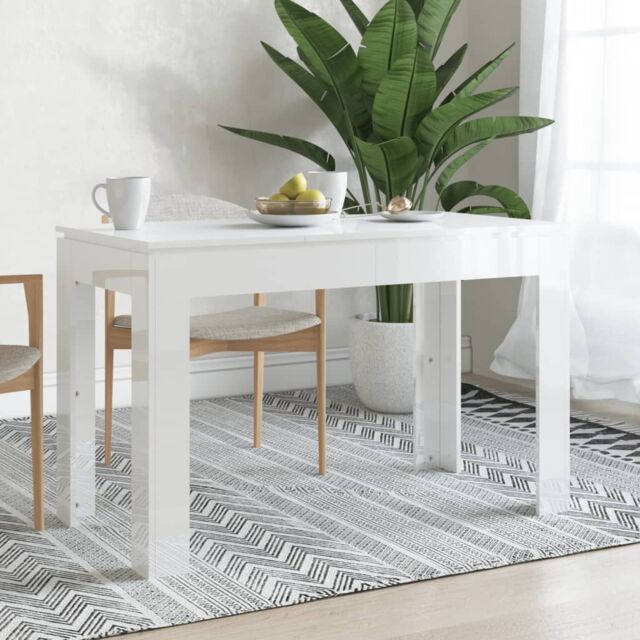 Berkfield Home Dining Table High Gloss White 120x60x76 cm Engineered Wood - Size: 120 x 60 x 76 cm - image 1