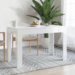 Berkfield Home Dining Table High Gloss White 120x60x76 cm Engineered Wood - Size: 120 x 60 x 76 cm - thumbnail 1