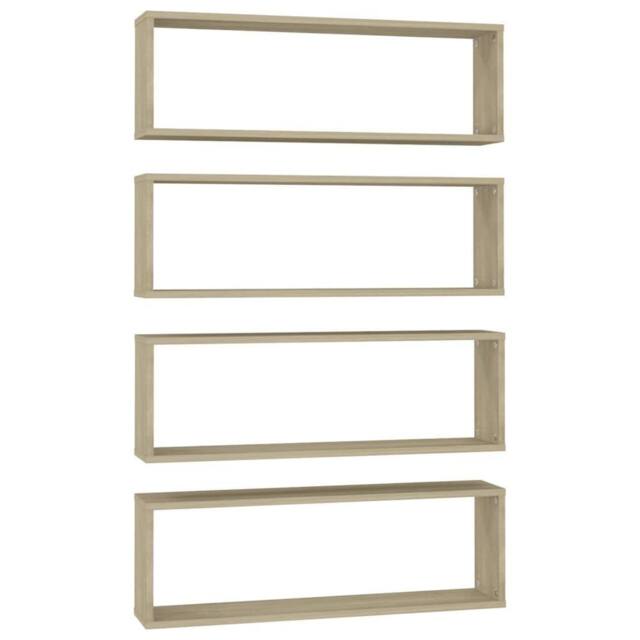 Berkfield Home Wall Cube Shelf 4 pcs Sonoma Oak 80x15x26.5 cm Engineered Wood in Light Brown - image 1