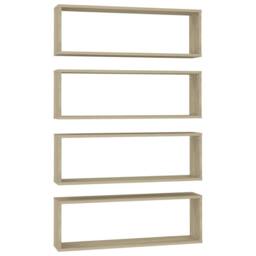 Berkfield Home Wall Cube Shelf 4 pcs Sonoma Oak 80x15x26.5 cm Engineered Wood in Light Brown