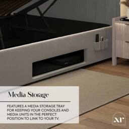 X Rocker Maisie 5.1 Ottoman TV Lift Bed, Surround Sound & App Controlled LED in Grey - Size: Double - thumbnail 8