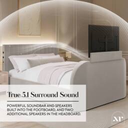 X Rocker Maisie 5.1 Ottoman TV Lift Bed, Surround Sound & App Controlled LED in Grey - Size: Double - thumbnail 4