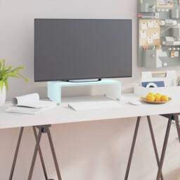 Berkfield Home TV Stand/Monitor Riser Glass Green 40x25x11 cm in Aqua - Size: 40 x 25 x 11 cm - thumbnail 2